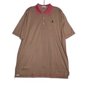 Peter Millar Short Sleeve Polo Shirt Pink Green Mens Large